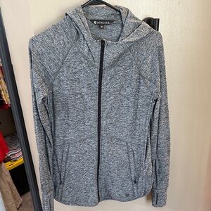 Athleta Heathered Gray Full-Zip Hooded Performance Jacket